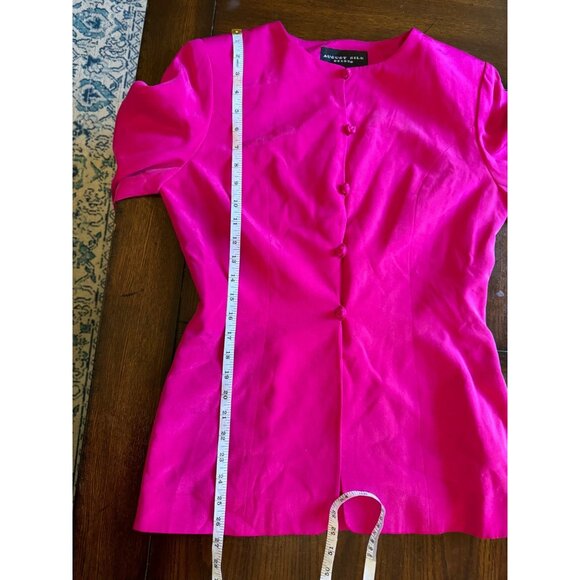 Vintage August Silk Sheath Dress Suit Set Fuchsia  Pink Professional Office 8 - Picture 12 of 14